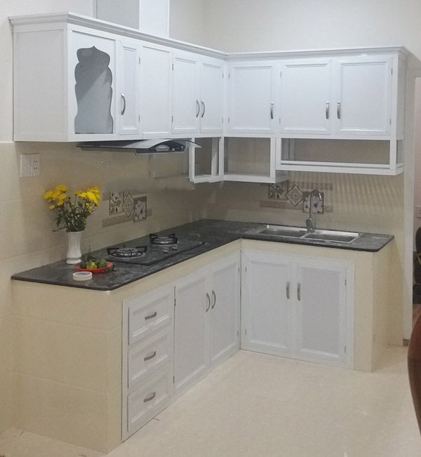 Tủ bếp nhôm kính giá rẻ năm 2021 - Cửa Nhôm Sơn Hà